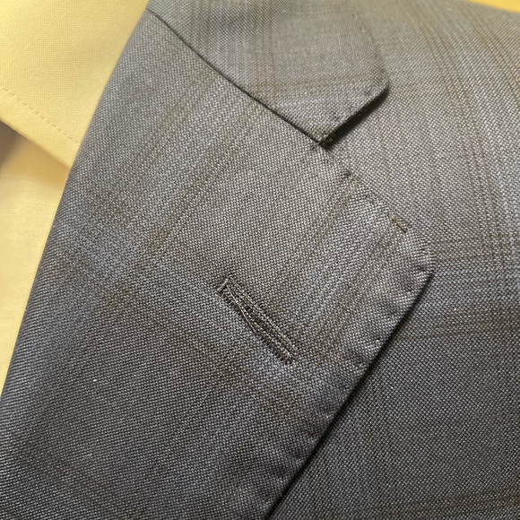 Samuelsohn Plaid Sport Coat Jacket Blazer Blue Men's Super 150 42R - Picture 4 of 16